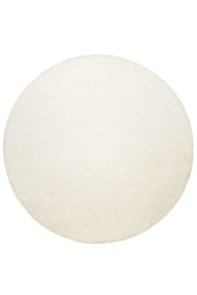 Kelim Teppich Rund Creme Weiß aus Jute & Wolle Toulouse  Green Looop 200 cm rund