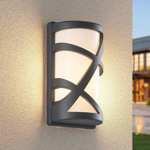 Lindby Wandleuchte außen Femani (spritzwassergeschützt (Modern) in Schwarz aus Aluminium (1 flammig, E27) - Außenwandleuchten Wandlampe Led Außenlampe Outdoor für Außenwand/Hauswand