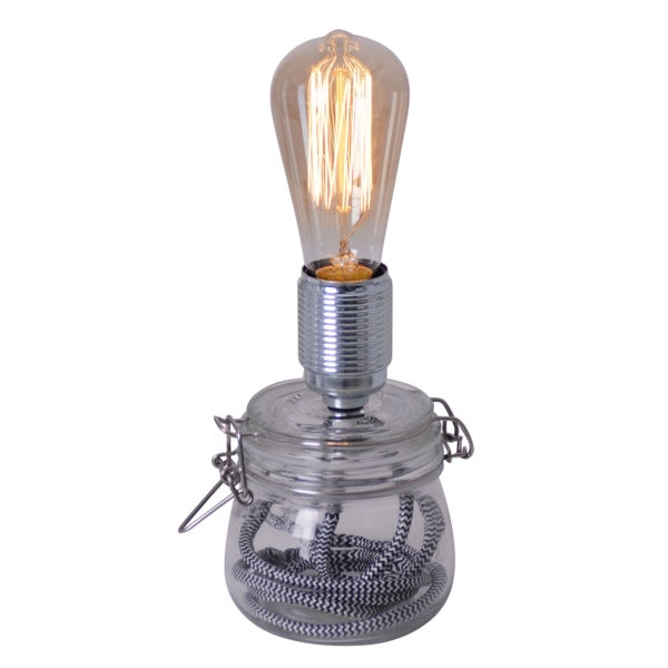 Dekorative Lampe mit Edison-Glühbirne in einem Glasbehälter