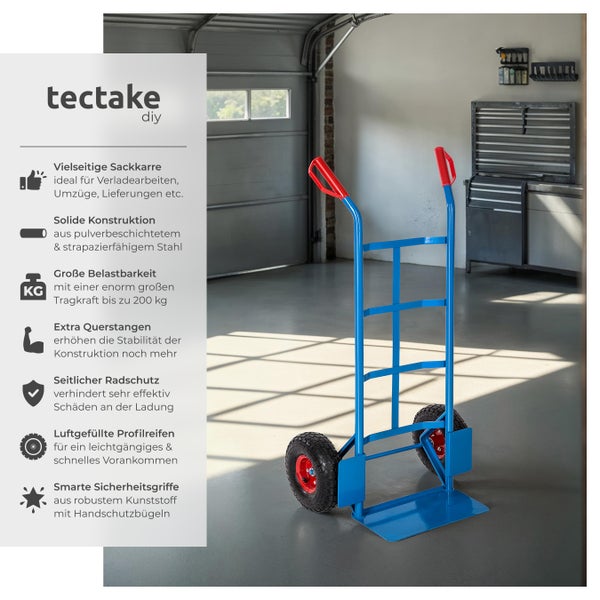 Sackkarre tectake  Belastbarkeit 200 kg mit Stahlrahmen blau