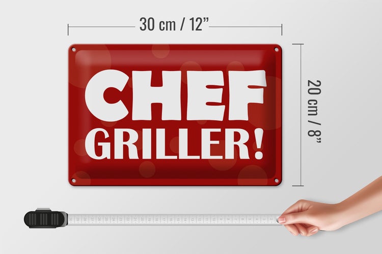 Blechschild Spruch 30x20cm Chef Griller rotes
