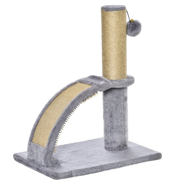 PawHut Kratzbaum klein Katzenkratzbaum Kratzstamm für Katzen unter 4,5 kg mit Katzenkratzbrett, Kratzbaum, Katzenreizball 34 x 24 x 43 cm Grau