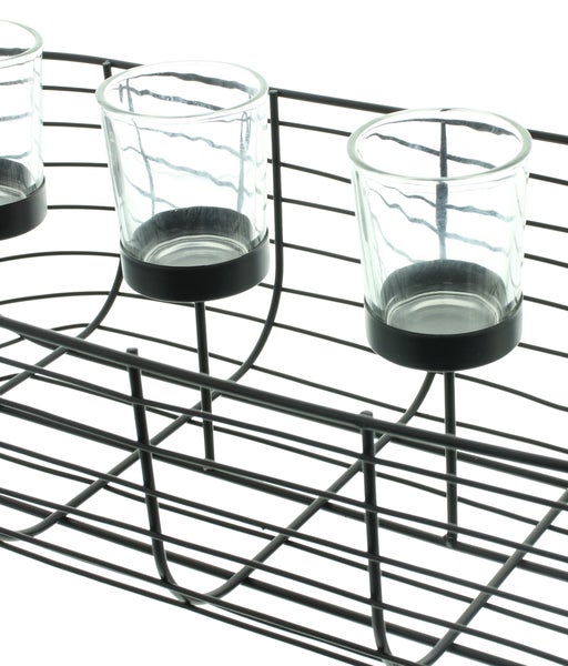 Dekorative Metallablage mit Teelichthaltern aus Glas