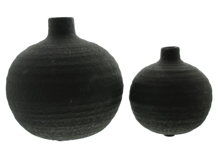 FRANK FLECHTWAREN | Dekovase Noir, 2er Set, ZEMENT, 11,5 x 11,5 x 11,5 cm, 16,5 x 16,5 x 16,5 xm