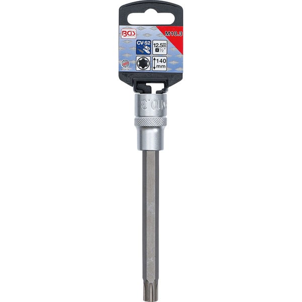 BGS Technic Innenvielzahn-Einsatz M10.3 mit 12.5 Millimeter, beziehungsweise 1/2 Zoll Aufnahme und 140 Millimeter Länge