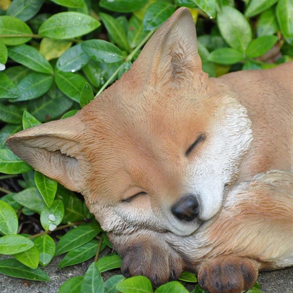 Dekofigur Gartenfigur schlafender Fuchs