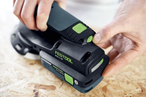 Festool Logo auf einem Akku-Exzenterschleifer