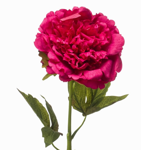 Künstliche Pfingstrose in Pink mit grünem Stiel und Blättern