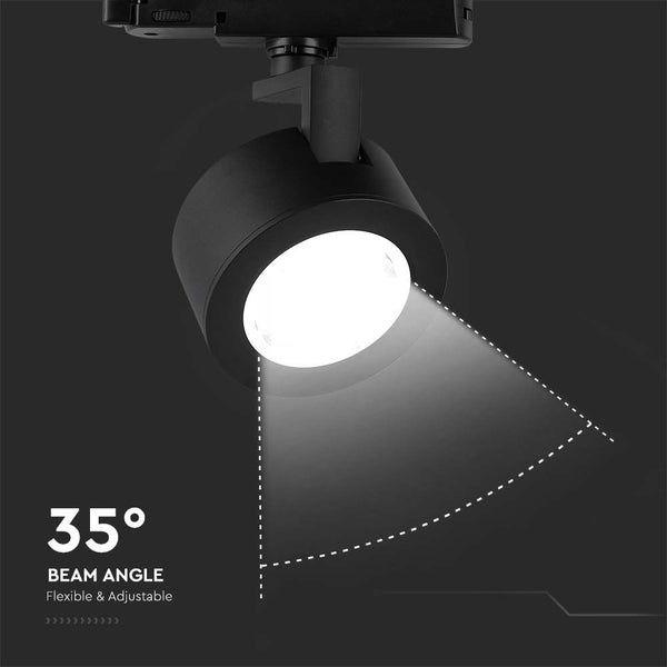 Schwarzer LED-Strahler mit einem flexiblen und verstellbaren 35-Grad-Abstrahlwinkel