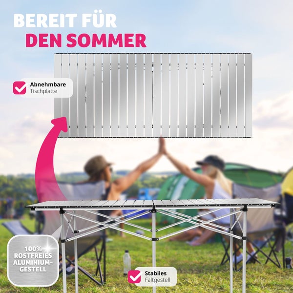 Campingtisch tectake  140 x 70 x 70 cm klappbar grau