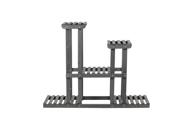 Blumenständer FLORANGE HxBxT 116x95x25cm 5 Ablagen Kieferholz Grau