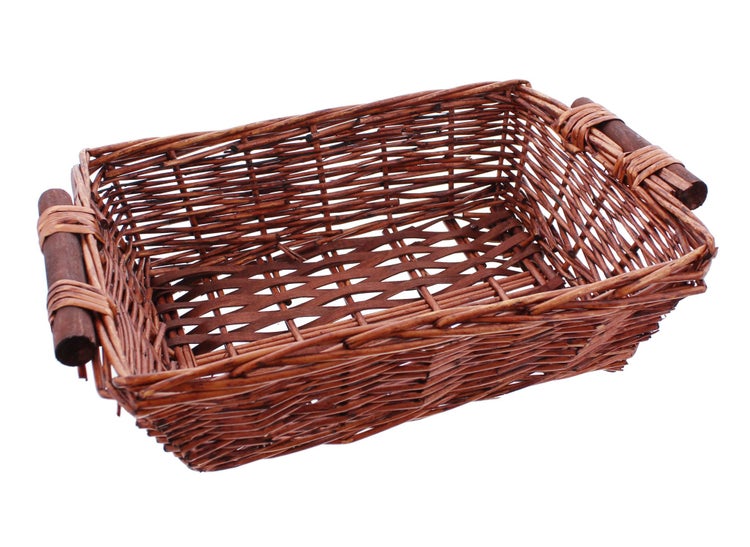 FRANK FLECHTWAREN | Schale mit Holzgriffen, WEIDE, 40 x 26 x 9 cm
