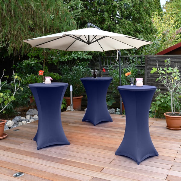Beautissu Stella Stehtischhusse Ø 70 cm Blau