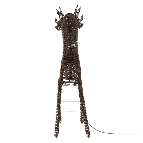 Dekorative Weihnachtsfigur in Form eines Rentiers aus gewickeltem Draht mit Stromkabel für die Innen und Außendekoration