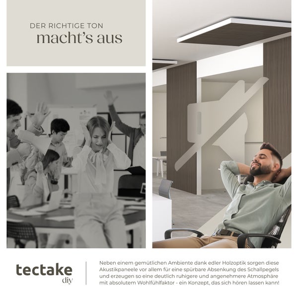 Akustikpaneele tectake Sonic Wall je 60 x 120 x 2,1 cm, Größe flexibel anpassbar Holzoptik in Eiche grau Eiche grau