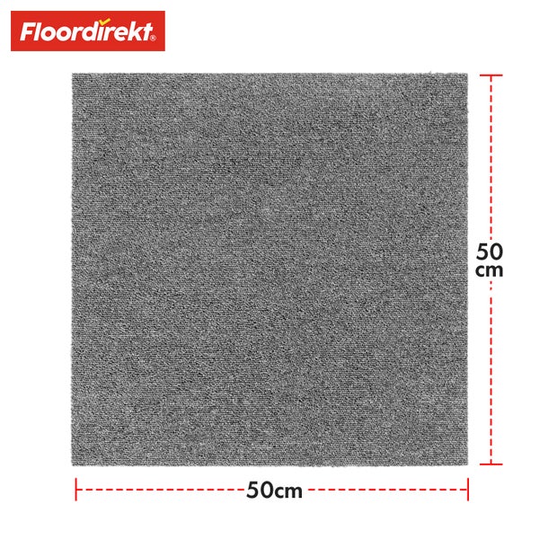 FLOORDIREKT Teppichfliese Moscow - Selbstliegend - 50 x 50 cm - Grau