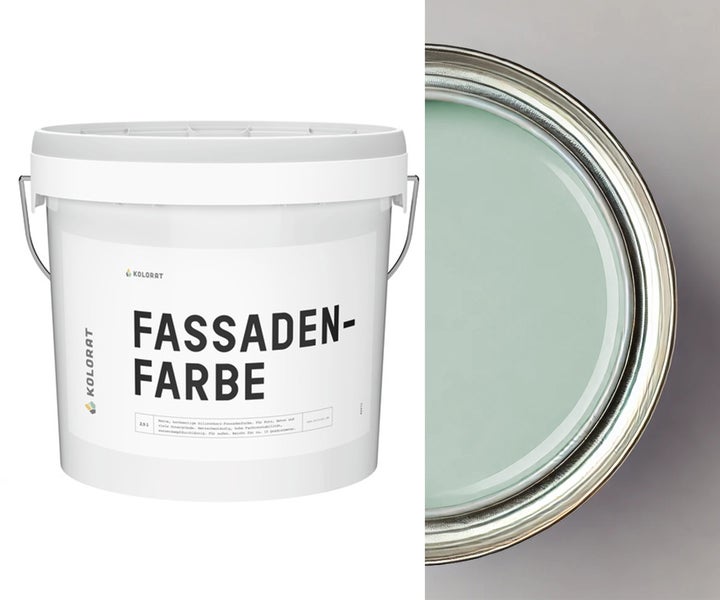 Kolorat Fassaden- & Sockelfarbe - Mintgrün K/25-5-22-5/T – 2.5L Hochwertige Fassadenschutz, Sockelfarbe, Silikonharzfassadenfarbe, wasserabweisend, wetterbeständig, farbtonstabil, für Fassaden und Sockel im Außenbereich