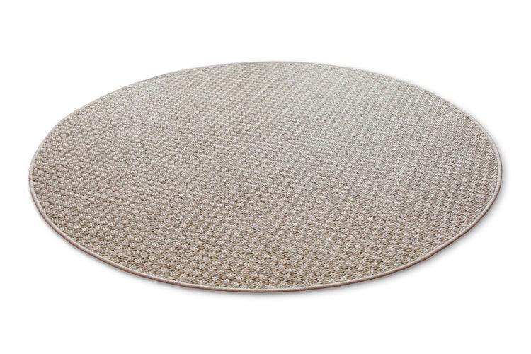 Runder Teppich in Sisal-Optik mit flachgewebter Struktur, beige.
