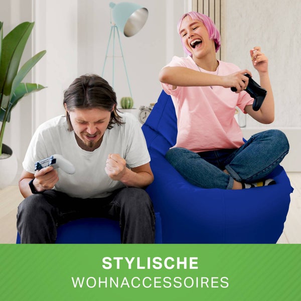 Green Bean 2er Set Sitzsack + Hocker - fertig befüllt - robust waschbar schmutzabweisend - Kinder & Erwachsene Bean Bag Bodenkissen Lounge Sitzhocker Relax-Sessel Gamer Gamingstuhl Pouf - Blau