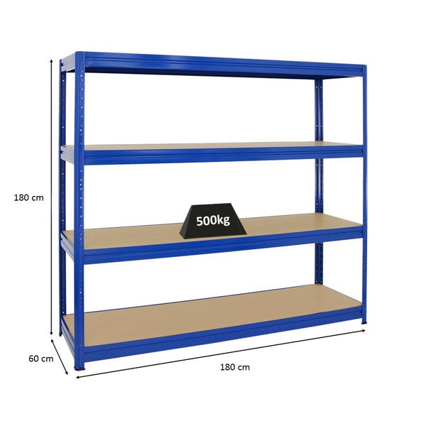 PROREGAL Schwerlastregal Dino HxBxT 180 x 180 x 60 cm Fachlast 500 kg Blau