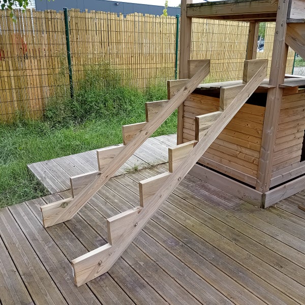 2er Set Treppenwange 7 Stufen aus KDI Holz für Gartentreppe, Außentreppe, Terrassentreppe n-Höhe 119cm