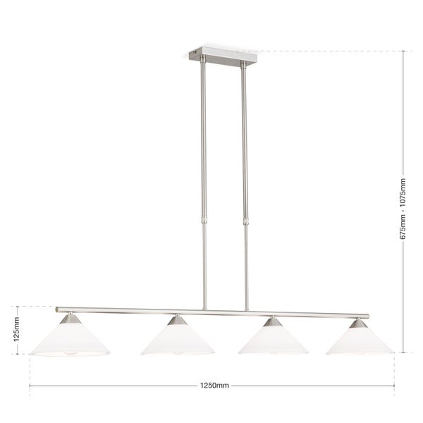 Hängeleuchte Grado Teleskoprohr 125 x 22 cm Satin 6 x E14