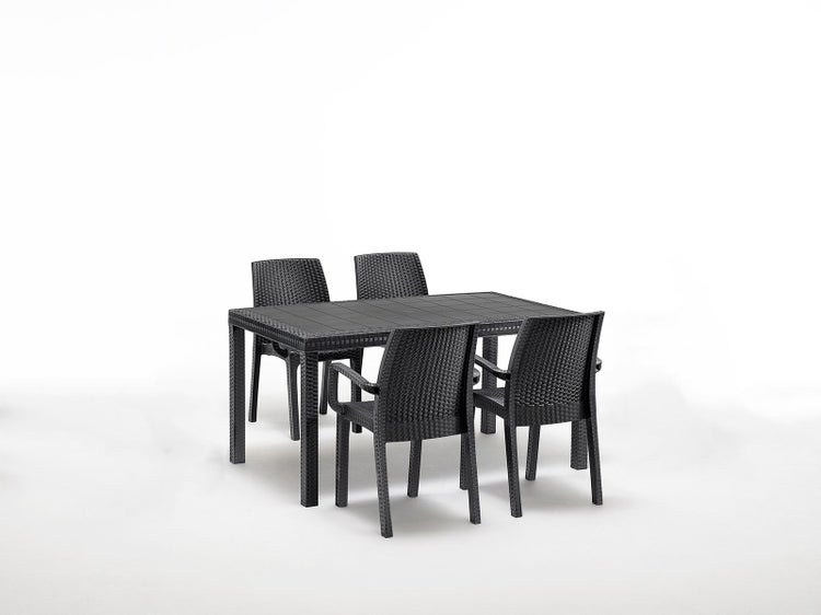 BICA Verona Gartenmöbelset 5 tlg. bestehend aus: 4 Stühle und größer Tisch Houston, Anthrazit