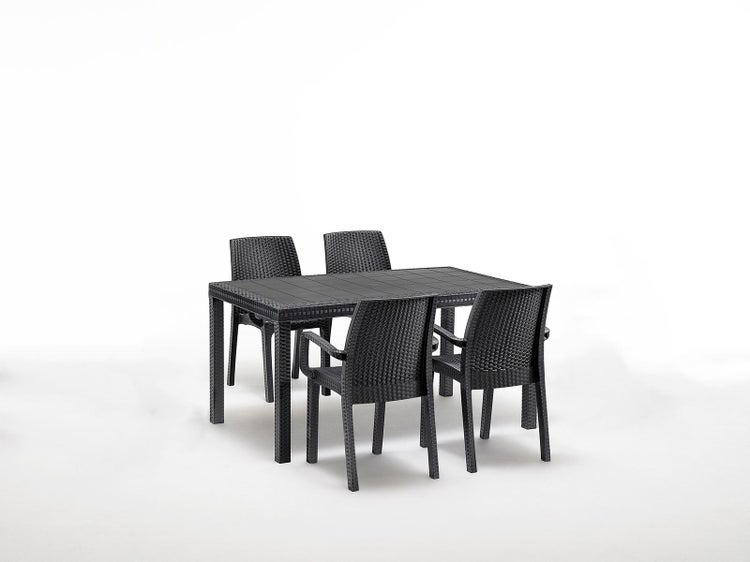 BICA Diningset 5 tlg. Verona, 4 Stühle und größer Tisch Houston, Anthrazit