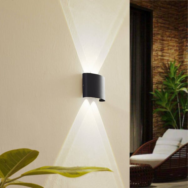 Lindby LED Wandleuchte außen Ithan (spritzwassergeschützt (Modern) in Alu aus Aluminium (2 flammig, ) - Außenwandleuchten Wandlampe Led Außenlampe Outdoor für Außenwand/Hauswand