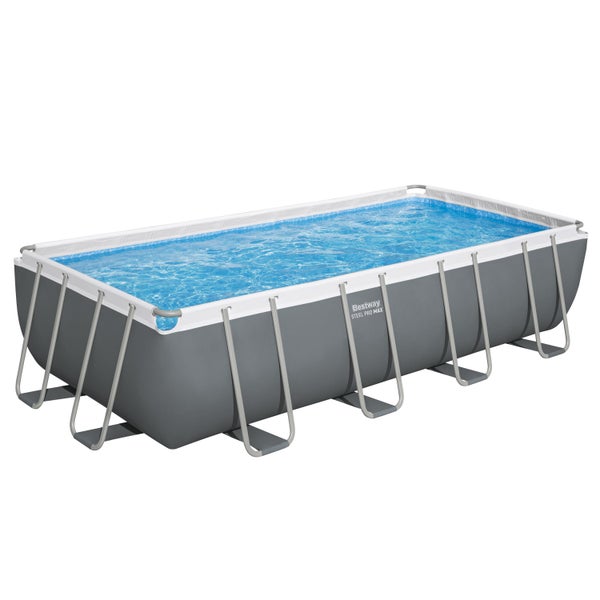 Bestway Steel Pro MAX Rechteckpool mit Stahlrahmen und grauer Folie