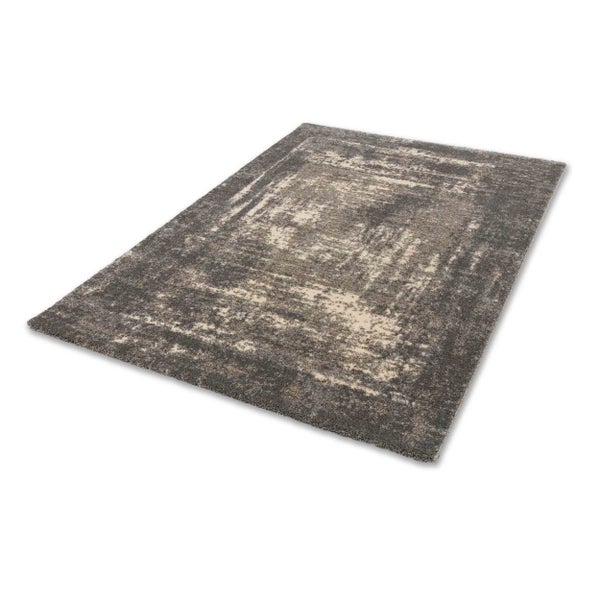 Rechteckiger Teppich in Grau und Beige mit abstraktem Vintage-Muster