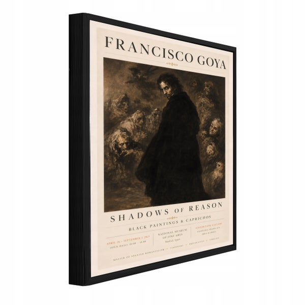 Gerahmtes Francisco Goya Kunstdruck Plakat Shadows of Reason mit schwarzem Holzrahmen