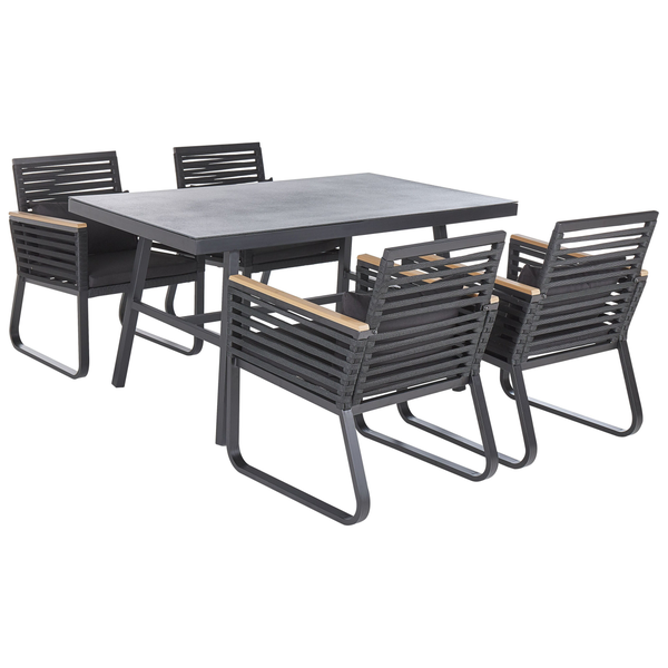 Gartenmöbel Set 4-Sitzer CANETTO inkl. Kissen Metall Schwarz