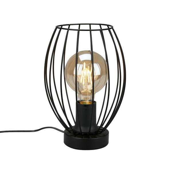 Tischleuchte Kabelschalter Drahtgestellt 1xE27 60W schwarz Metall Briloner