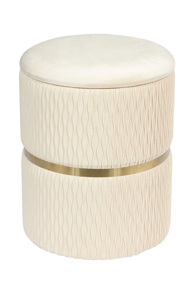 Hocker, 2er-Set stapelbar, mit Stauraum, Edelstahlsockel Mint Rund Ø 31,5 / 36 cm