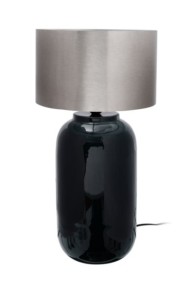 Dekorative Tischlampe Grün Silber, Klassische Nachtischlampe 43 cm | Wohnzimmer Esszimmer Leuchte