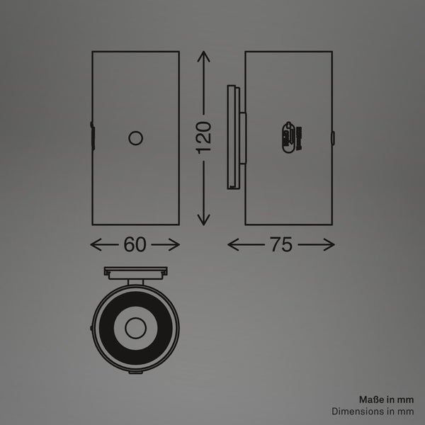 Technische Zeichnung mit Maßangaben in Millimeter