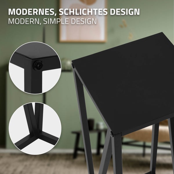 ML-Design Blumenständer 2er Set, Schwarz, 21,5x21,5x57,4 cm/26x26x73,5 cm, Stahl, Metallgestell Pflanzenständer, Blumentopfhalter 2-tlg, Blumentopfständer hoch, Blumenhocker Pflanztopf Deko Satztisch
