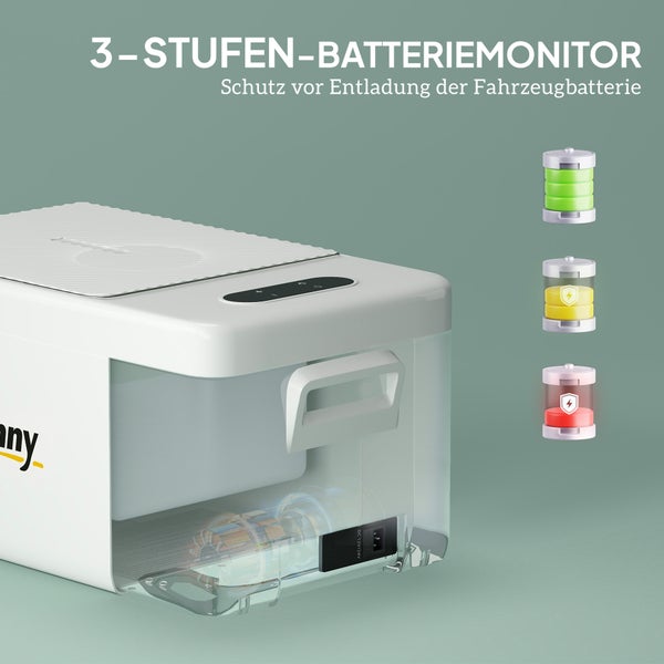 Outsunny 16,8 Liter Kompressor Kühlbox elektrische Kühlbox mit LED ECO-Modus Anschluss Kühlhaltefunktion leise Gefrierbox Thermobox Mini Kühlschrank 12/220 Volt für Auto Steckdose Camping Cremeweiß