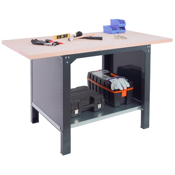 Werkbank BUFFALO WOOD | HxBxT 86,5x150x75cm | Traglast 1000kg | Anthrazit