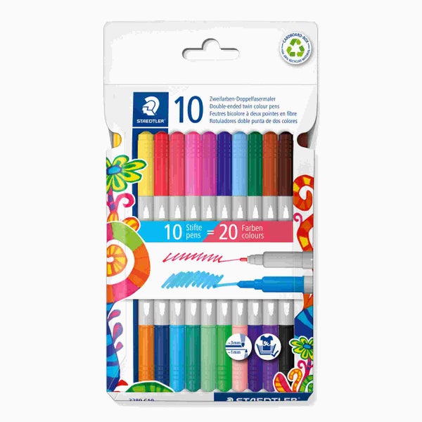 STAEDTLER Schreib- und Zeichbedarf 3280 Doppelfasermaler zweifarbig, 10er Set