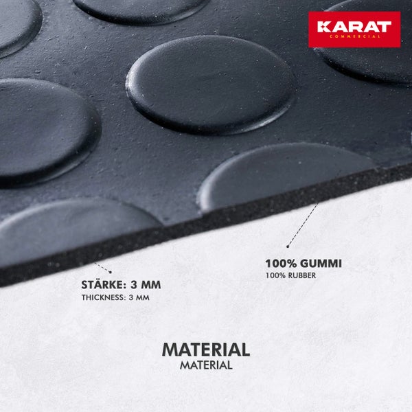 FLOORDIREKT Gummiläufer Mit Flachnoppen Universal Gummimatte Rutschfest 100 x 700 x 0.3 cm