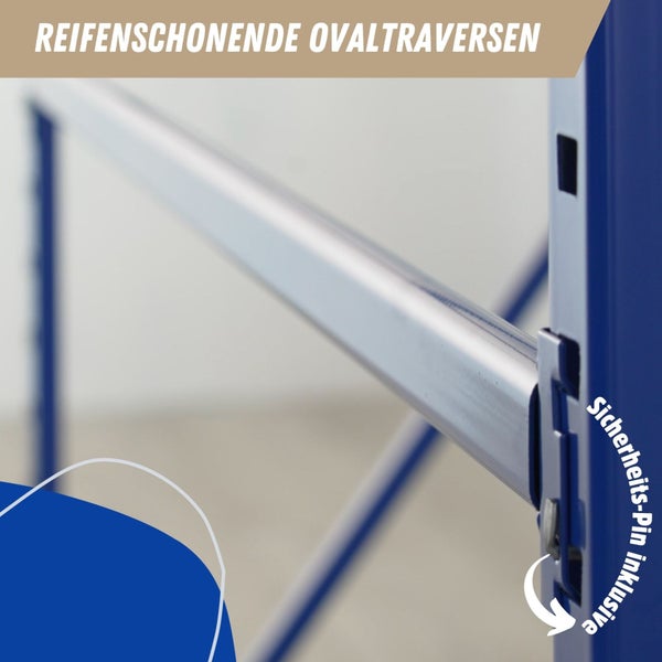 PROREGAL Reifenregal High Maximus HxBxT 240 x 150 x 50 cm 4 Ebenen 120 kg Fachlast Bis Zu 24 Reifen Lichtblau