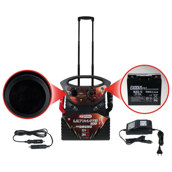 KS Tools Starthilfe Ultimate Boost mit Batterie, Ladegerät und Trolleyfunktion