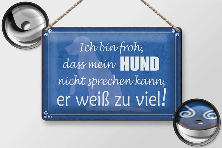 Blechschild Spruch 30x20cm froh mein Hund nicht sprechen