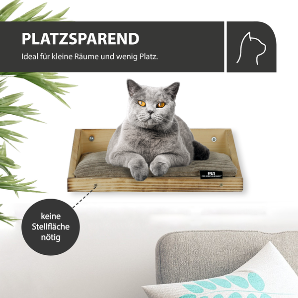 Rohrschneider Wandmulde geflammt+ Kissen mit Füllung Cord breit taupe