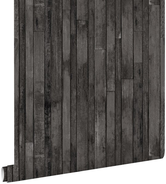 ESTAhome Tapete Holz-Optik Schwarz - 53 cm x 10.05 m - 138815