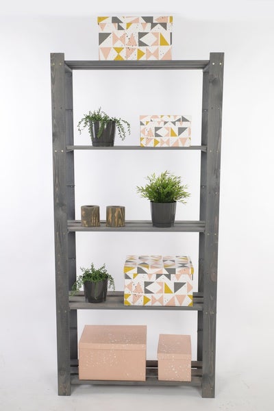 PROREGAL Holzregal Pinepeak HxBxT 170 x 80 x 28 cm 5 Fachboden 1,2 cm Dickes Kiefernholz Grau