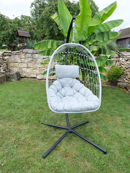 Sungörl Hängesessel Sterzing Light Grey Faltbar Wetterfest Stabil Indoor Outdoor Relaxsessel
