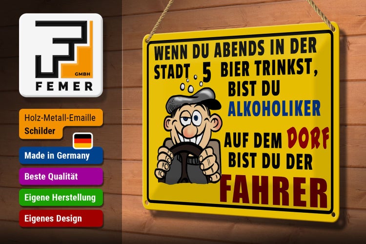 Blechschild Spruch 30x20cm wenn du abends 5 Bier trinkst